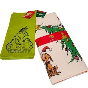 The grinch dr. Seuss lot drying mat dish towel lot nwt